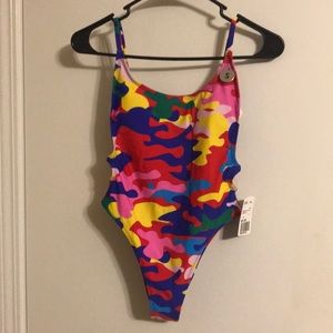 Camouflage one piece bathing suit